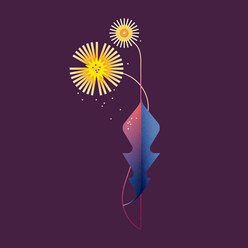Dandelion sticker design, illustrative floral vector