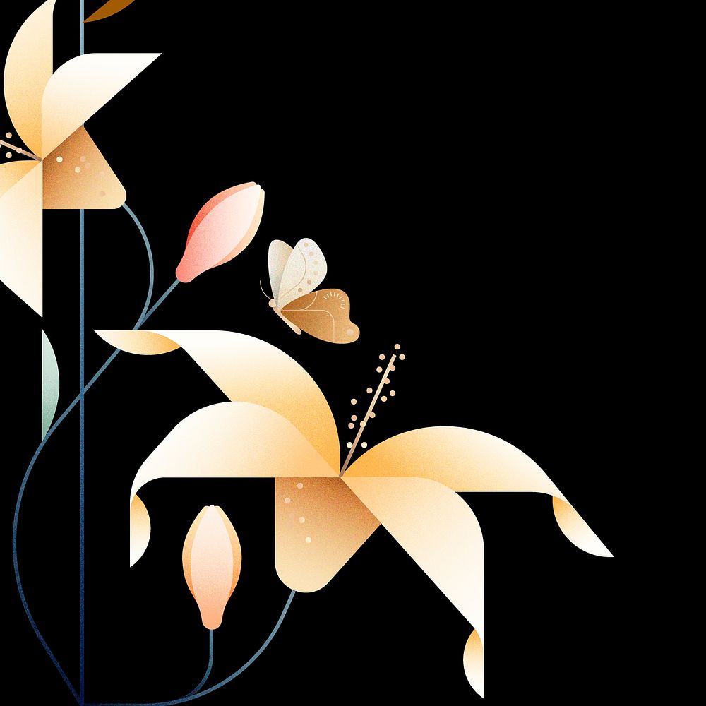 Floral nature post background, botanical border design vector