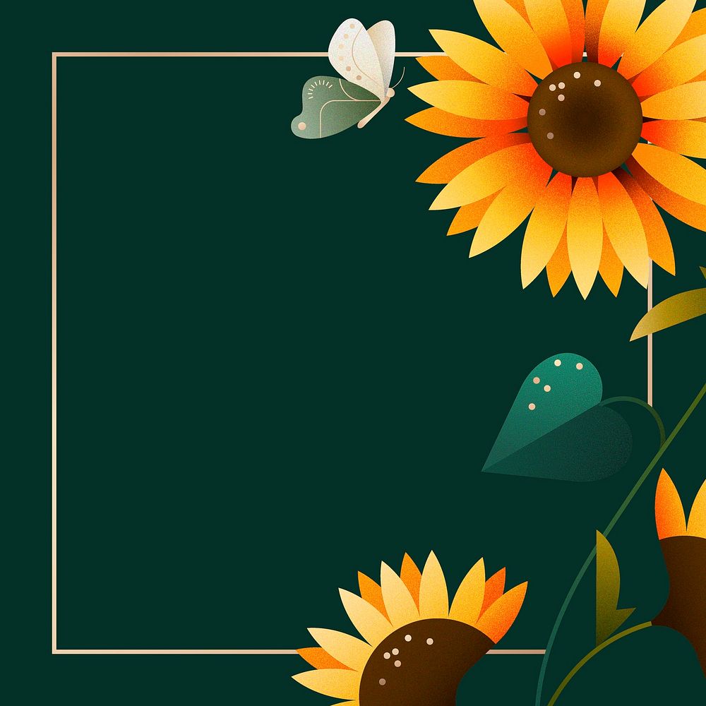 Sunflower floral frame background, aesthetic botanical design