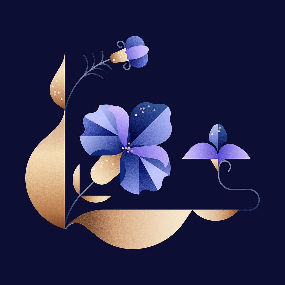 Purple floral sticker design, illustrative flower vector