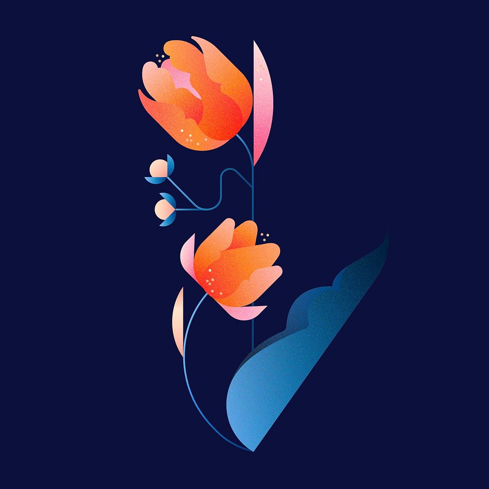 Tulip sticker design, illustrative floral psd