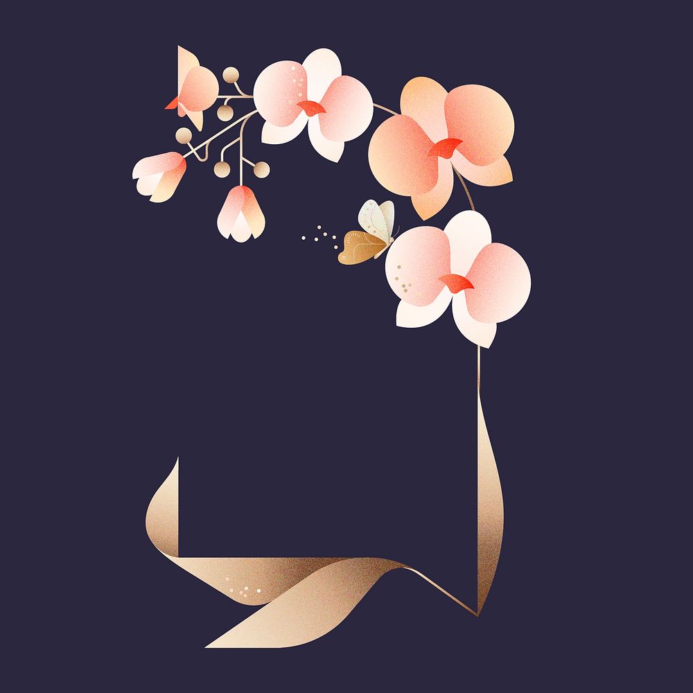 Orchid sticker design, illustrative floral psd