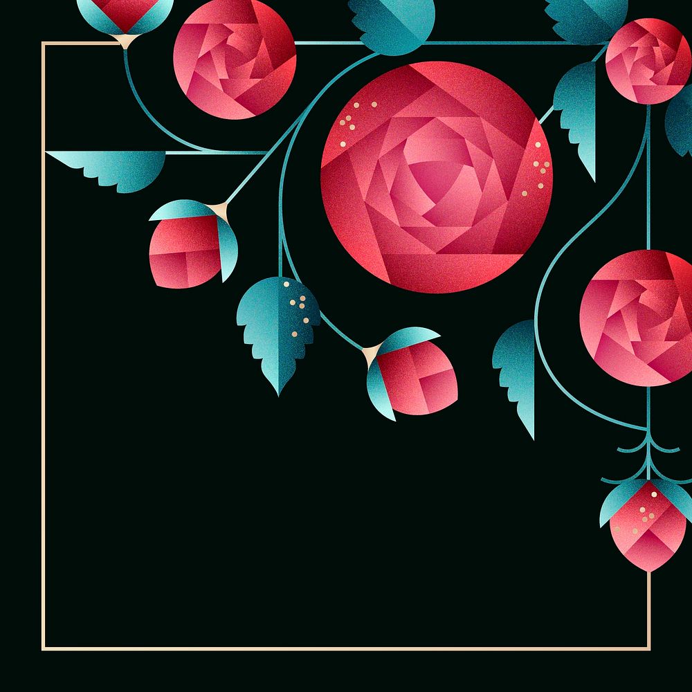 Red floral post frame background, aesthetic botanical design vector