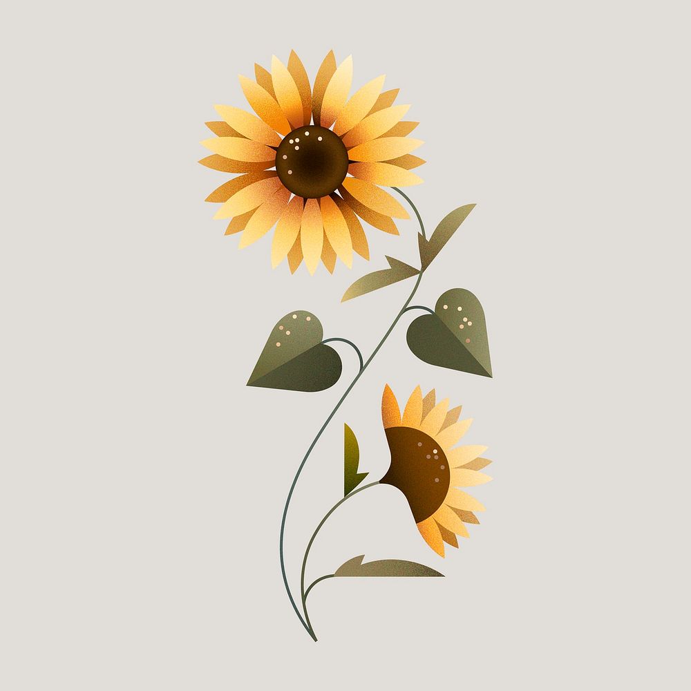 Geometric sunflower sticker design, flower illustration psd