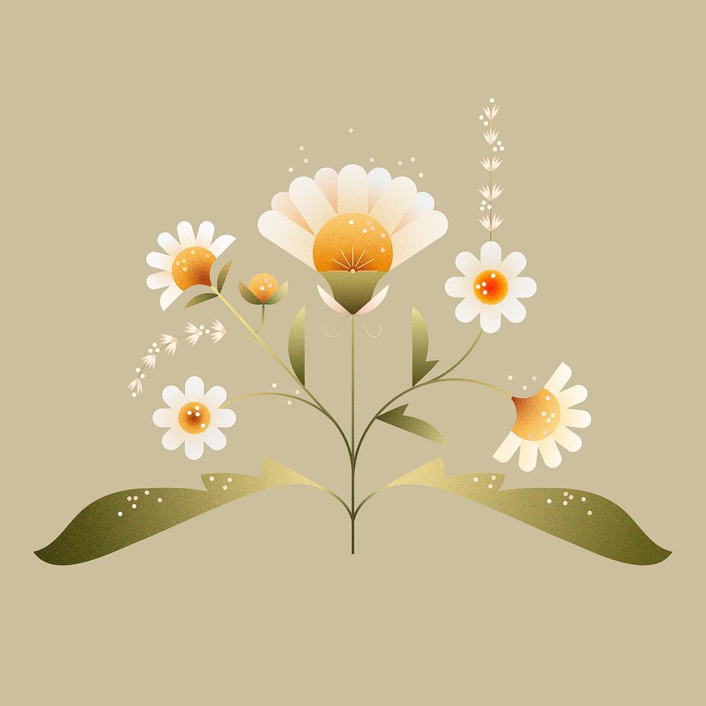 Aesthetic blooming white flowers sticker design, psd