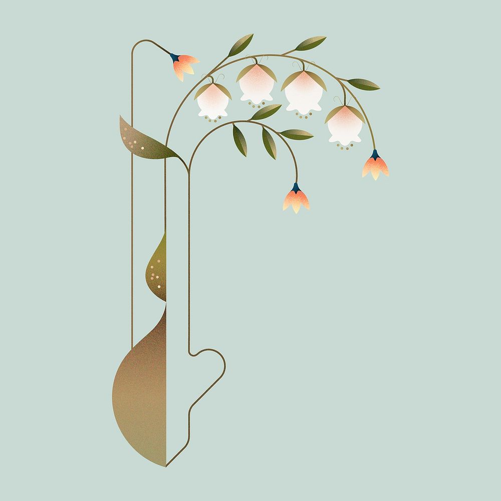 Geometric white floral sticker design, flower illustration vector