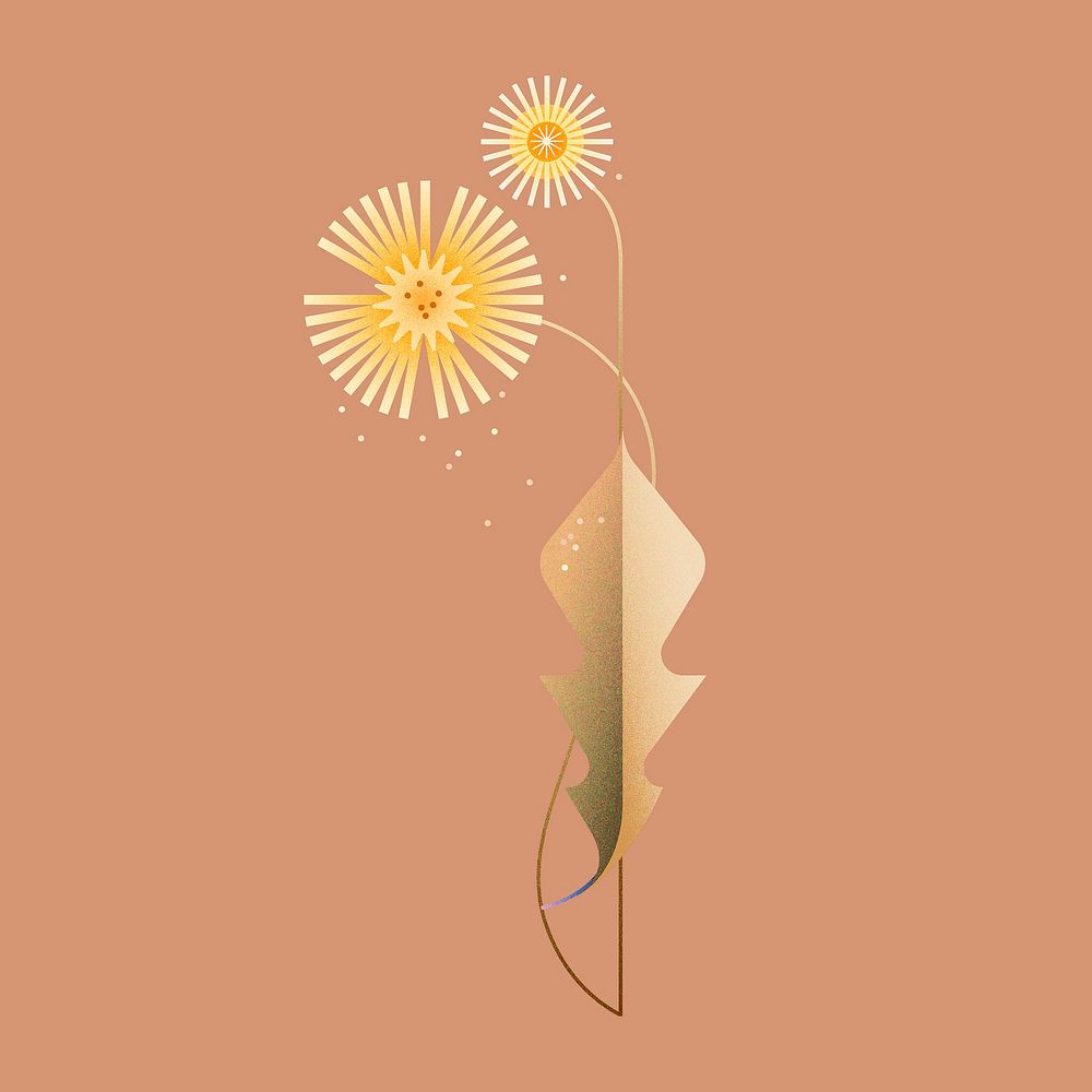 Dandelion sticker, geometric design, floral illustration vector