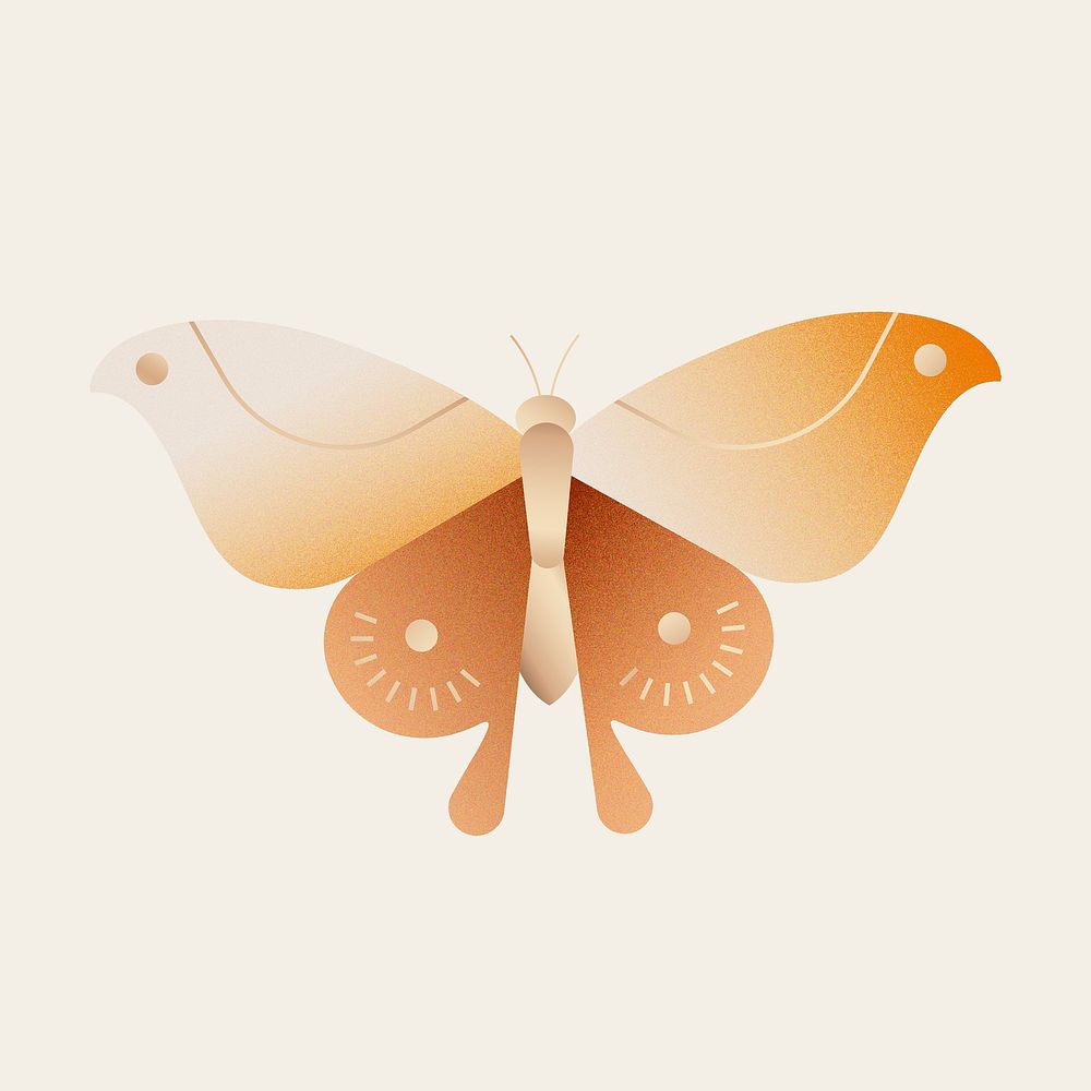 Aesthetic orange butterfly sticker design, psd