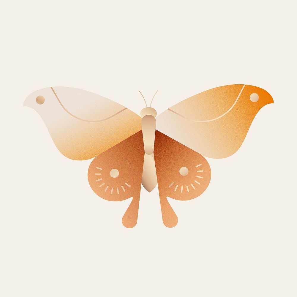 Geometric orange butterfly sticker, animal illustration vector