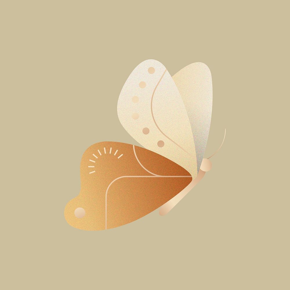 Geometric golden butterfly sticker, animal illustration psd