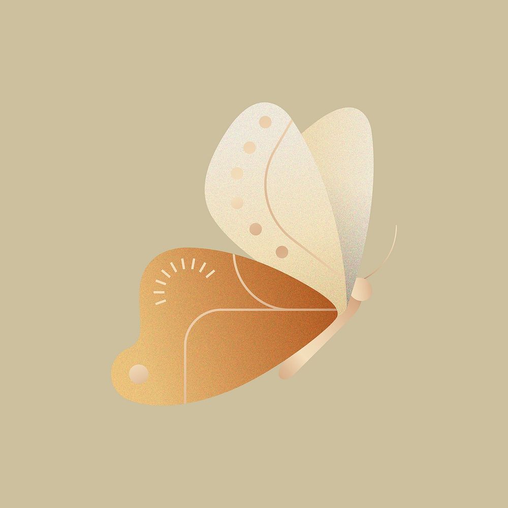 Aesthetic geometric butterfly sticker design, vector