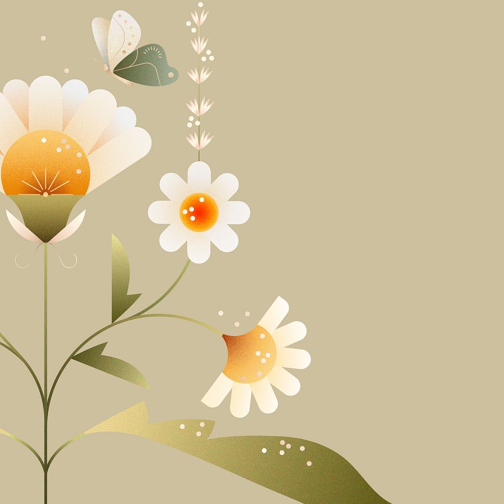 Blooming daisies background, floral border design vector
