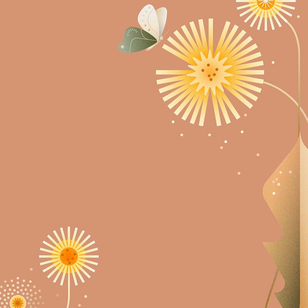 Aesthetic dandelion background, floral border design psd