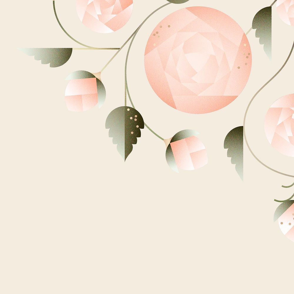 Beige background, aesthetic floral border design psd