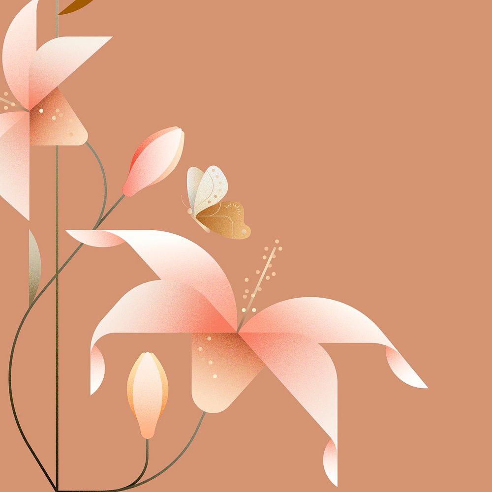 Orange background, aesthetic floral border design psd