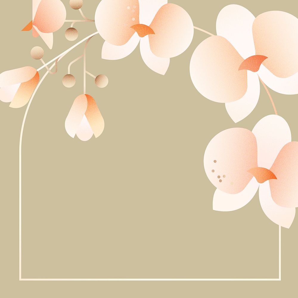 Aesthetic pink flower frame, beige background