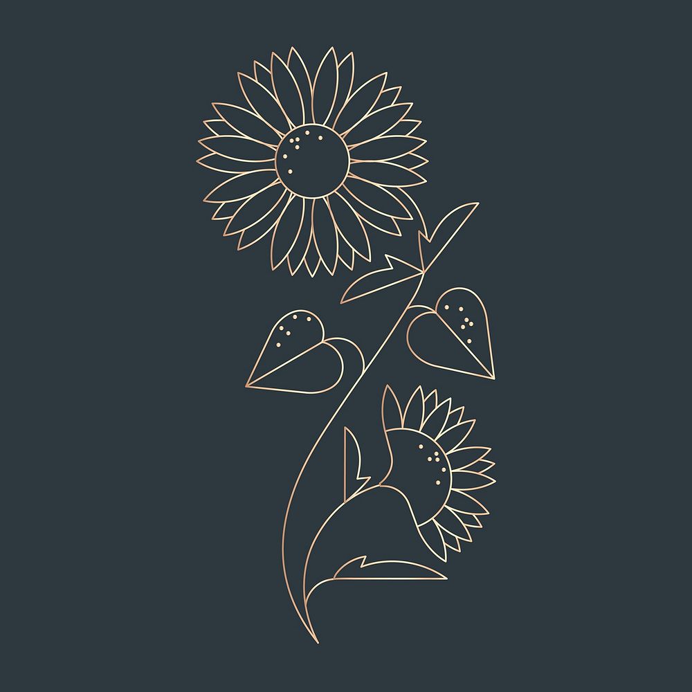 Gold flower, geometric line art design vector