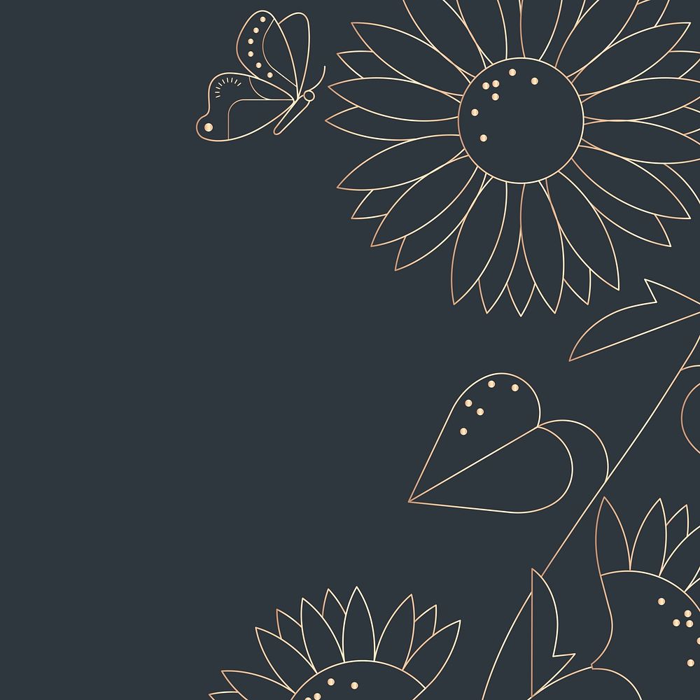 Black background, aesthetic floral border design psd