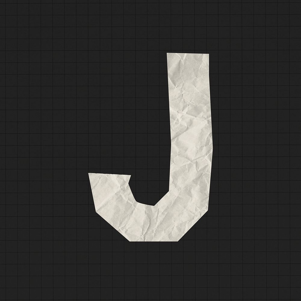 Paper texture capital J collage element, English alphabet psd