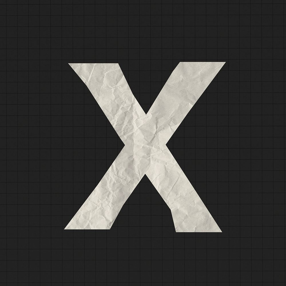 Paper texture capital X letter, alphabet clipart psd