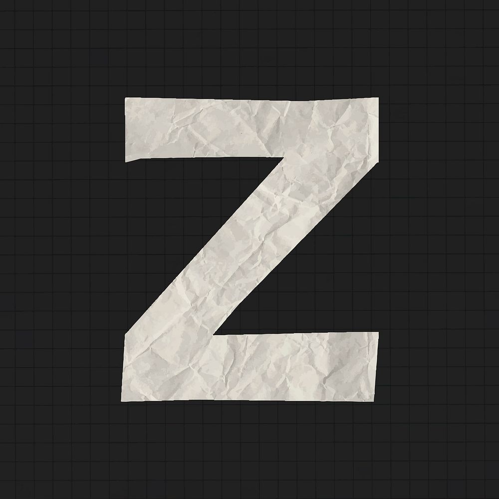 Paper craft capital Z letter, alphabet clipart vector