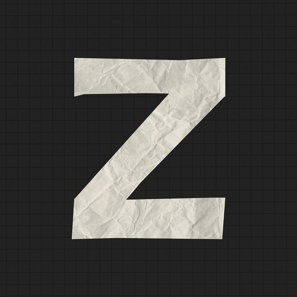 Paper texture letter Z collage element, English alphabet psd