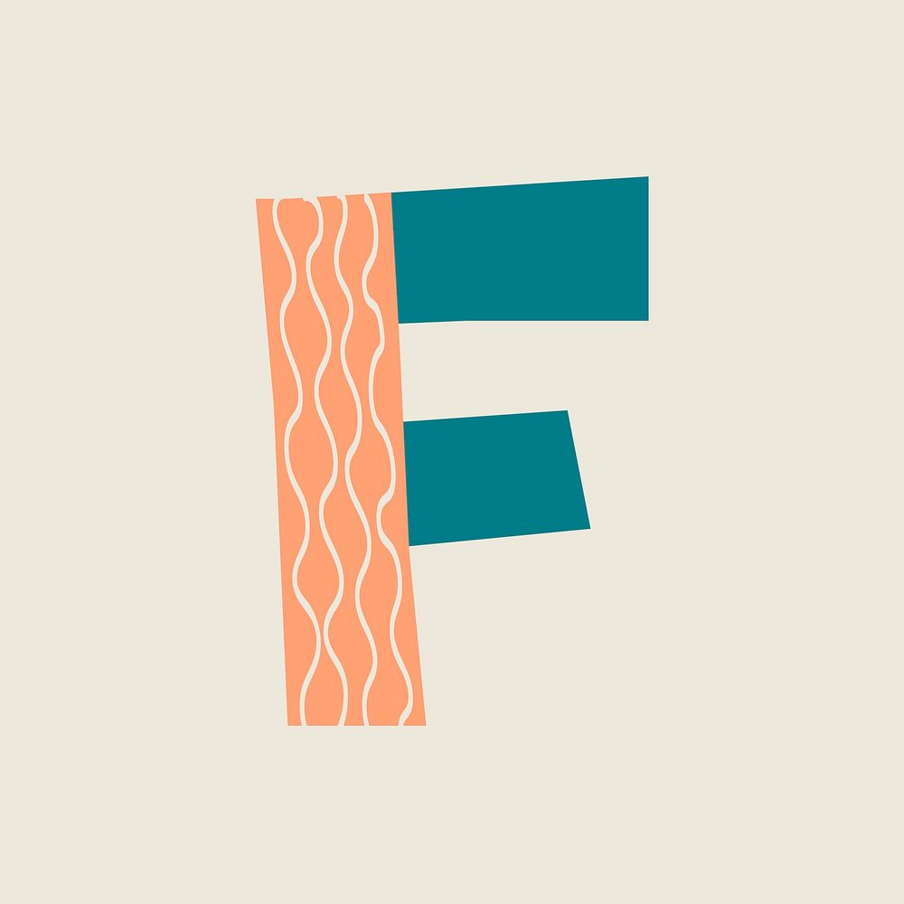 Colorful abstract letter F sticker, patterned alphabet vector