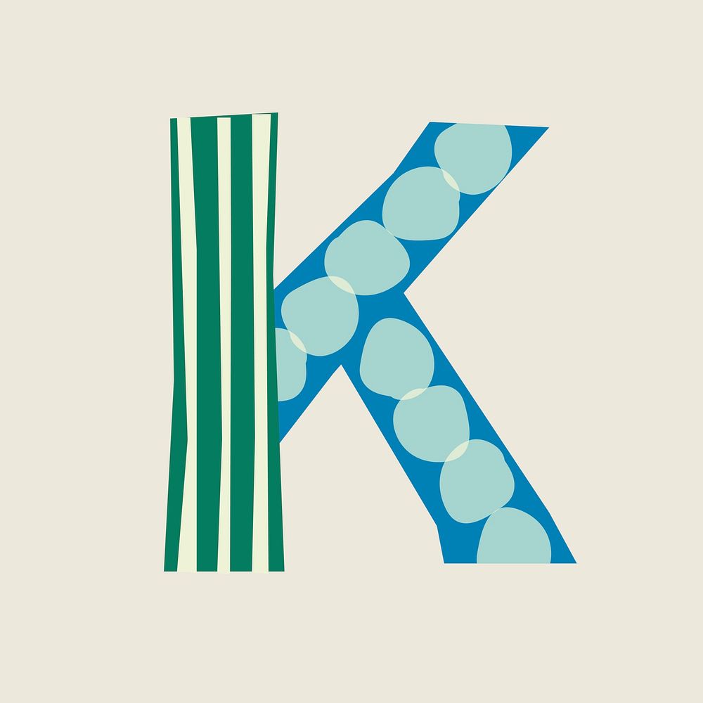 Patterned capital K letter clipart, alphabet vector