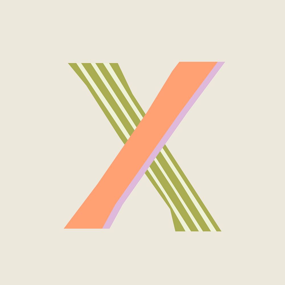 Patterned capital X clipart, alphabet vector