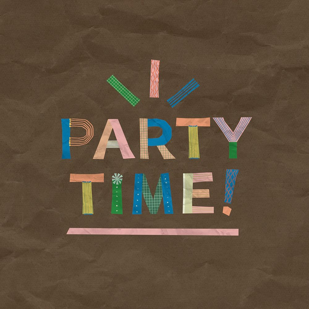Patterned party time! quote typography clipart