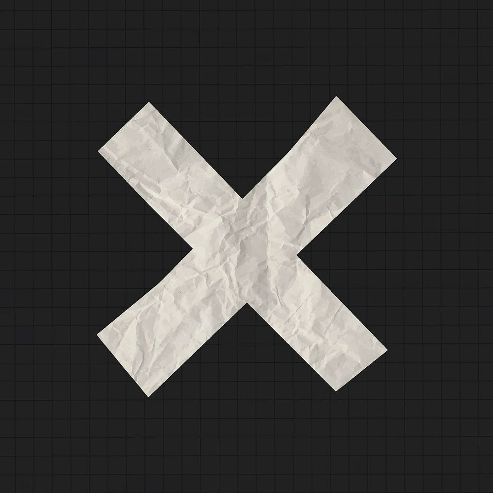 Paper texture multiplication sign element, symbol vector