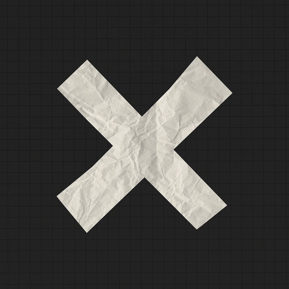 Paper texture multiplication symbol collage element, symbol psd