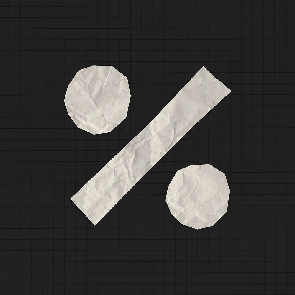 Paper craft percent sign, symbol clipart vector