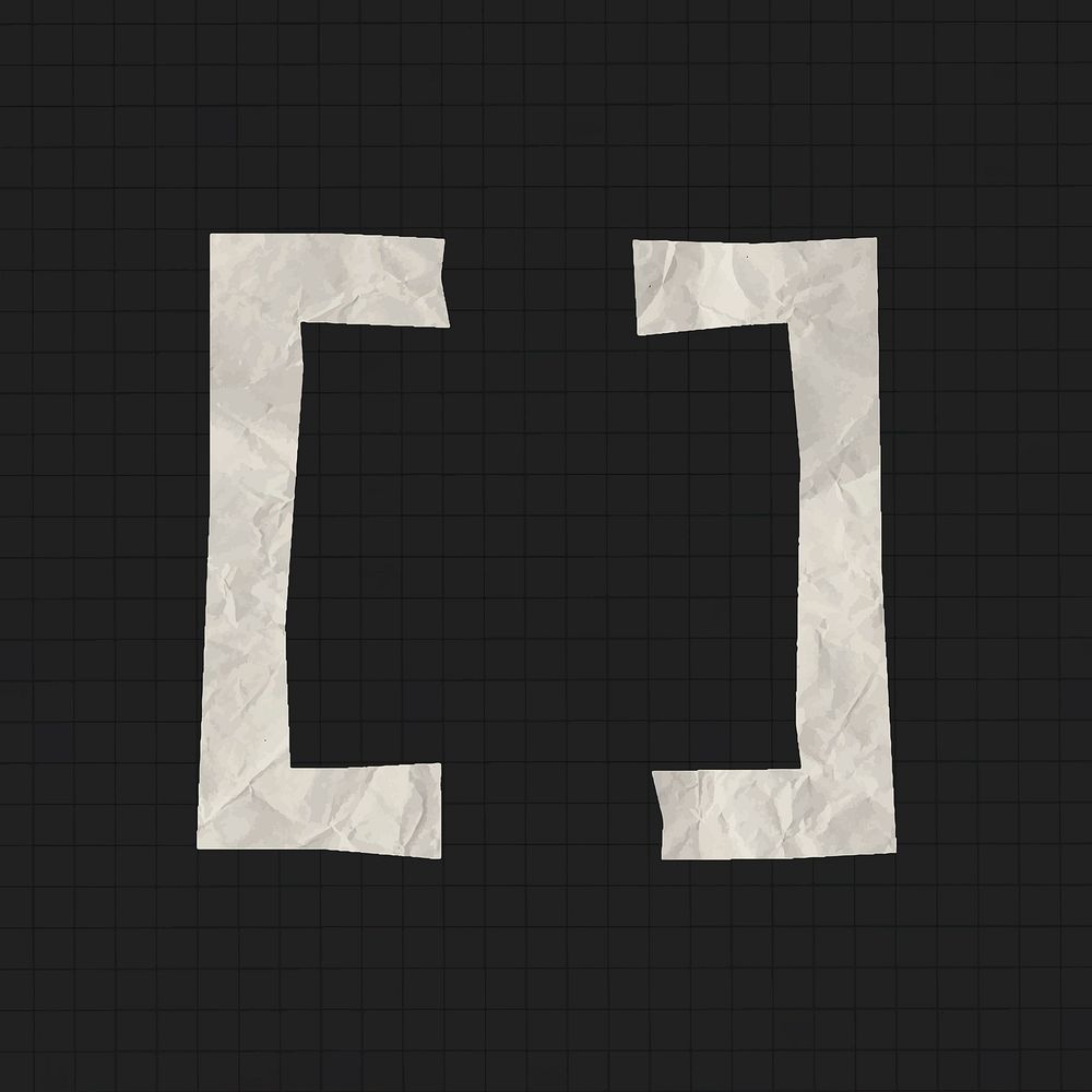 Square brackets sign, crumpled paper Premium Vector rawpixel