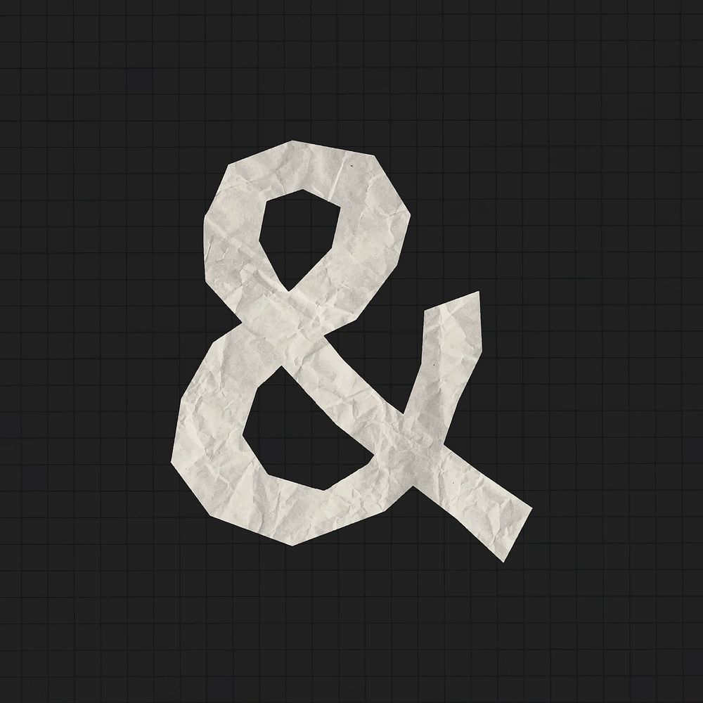 & ampersand clipart, crumpled paper texture vector