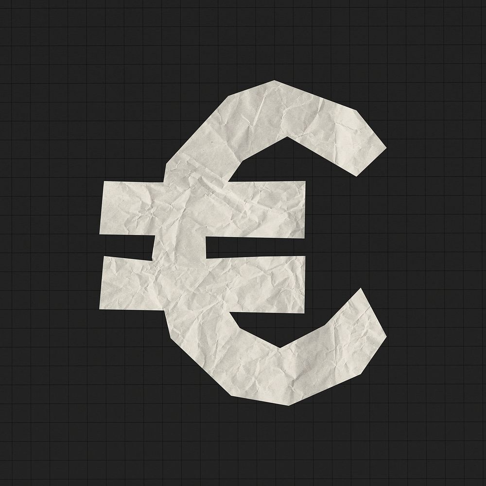 Paper texture euro currency symbol, sign clipart psd