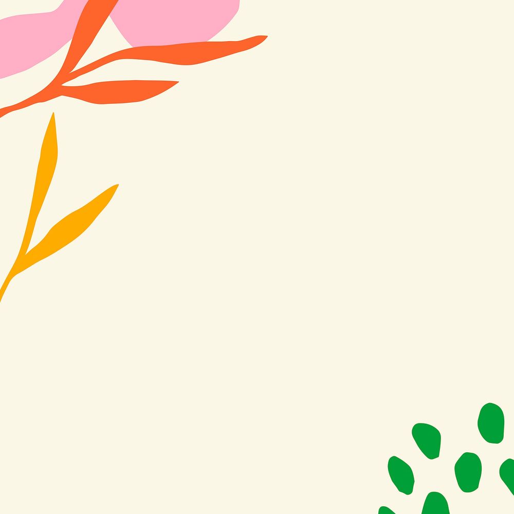 Cute cream border frame background, botanical design vector
