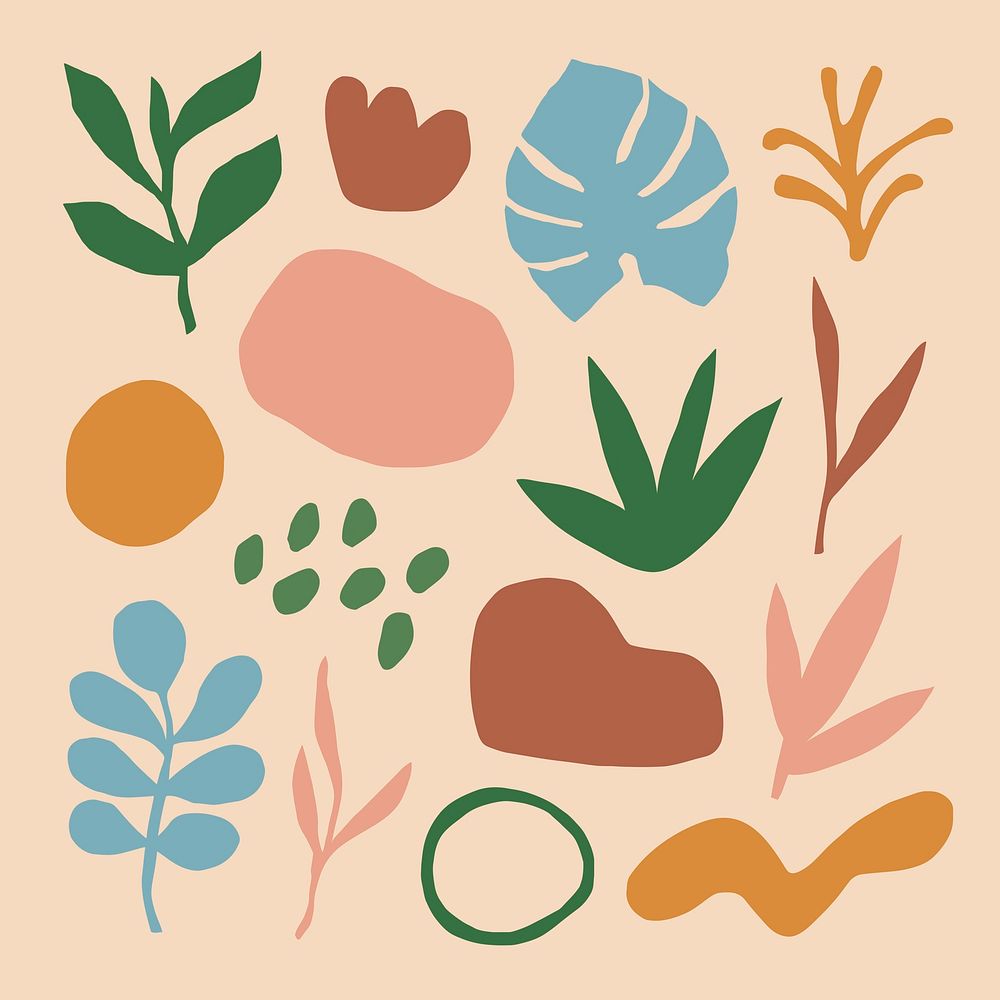 Feminine stickers set, minimal botanical design psd