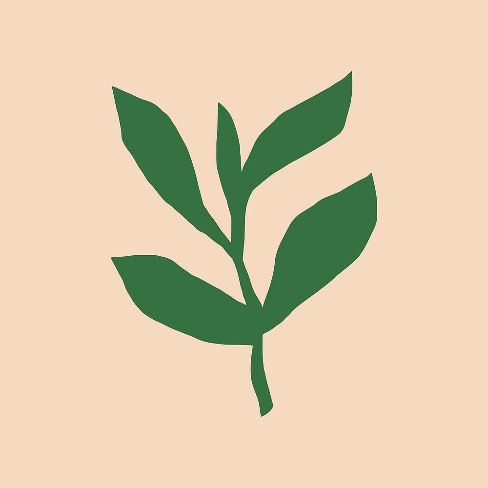 Botanical sticker, cute leaf design vector
