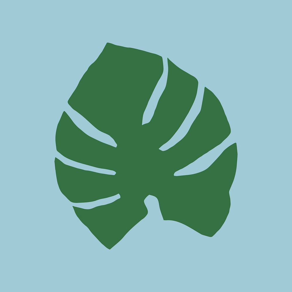 Monstera leaf sticker, botanical collage element psd