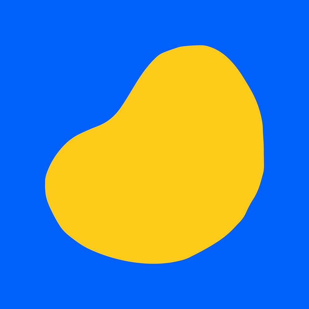 Abstract yellow shape clipart, cute blue design