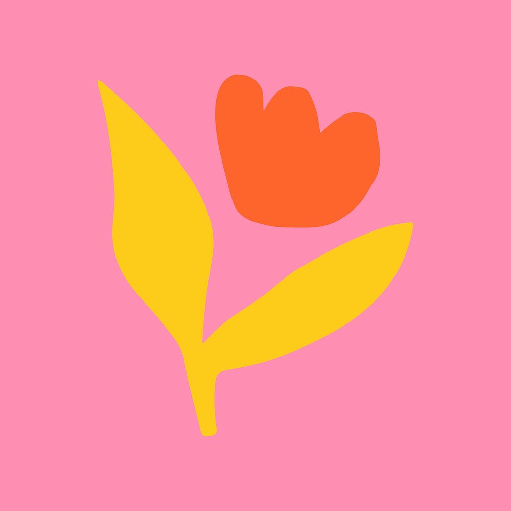 Flower sticker, cute botanical design vector