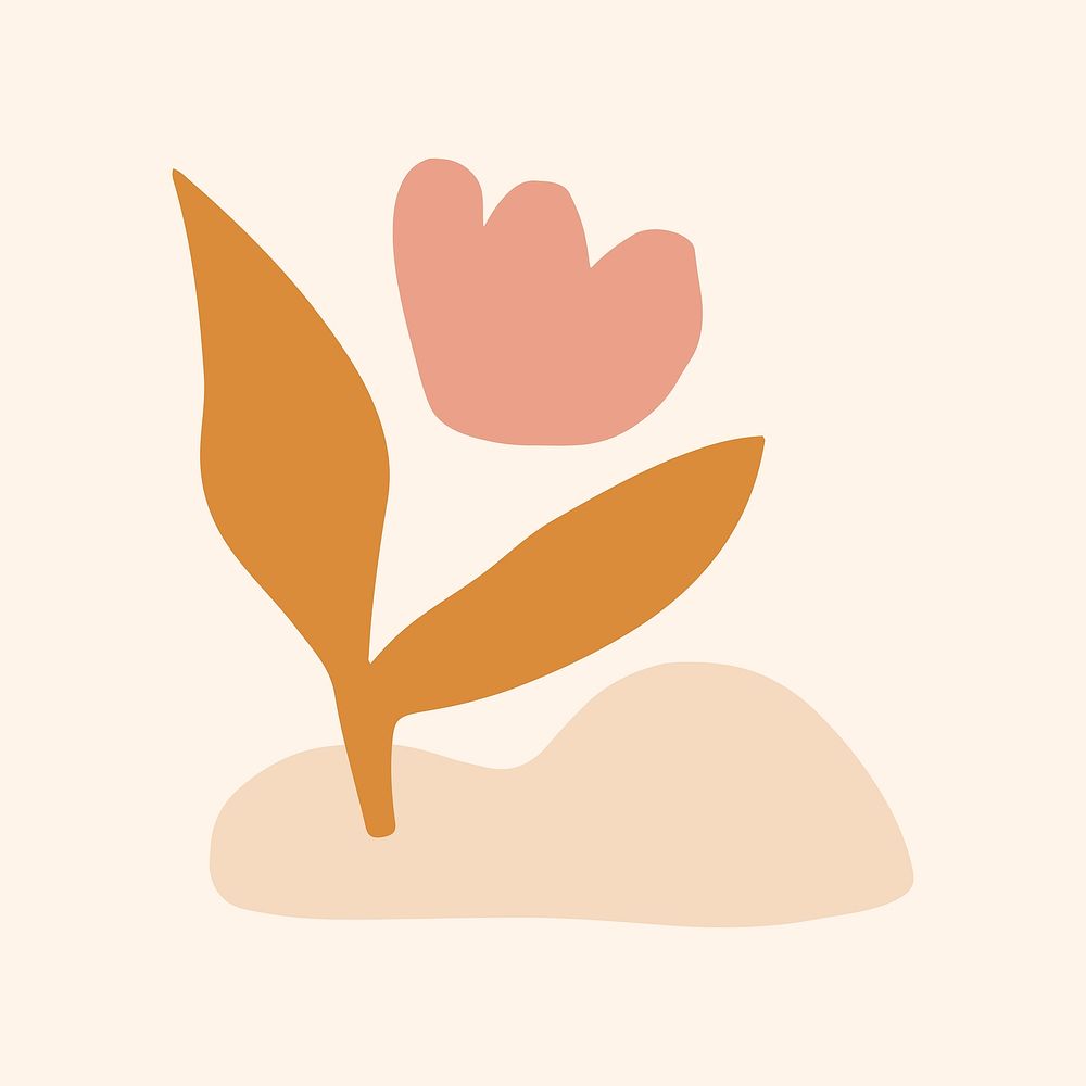 Floral sticker, cute botanical design vector