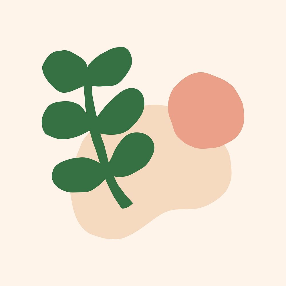 Botanical sticker, cute leaf design vector