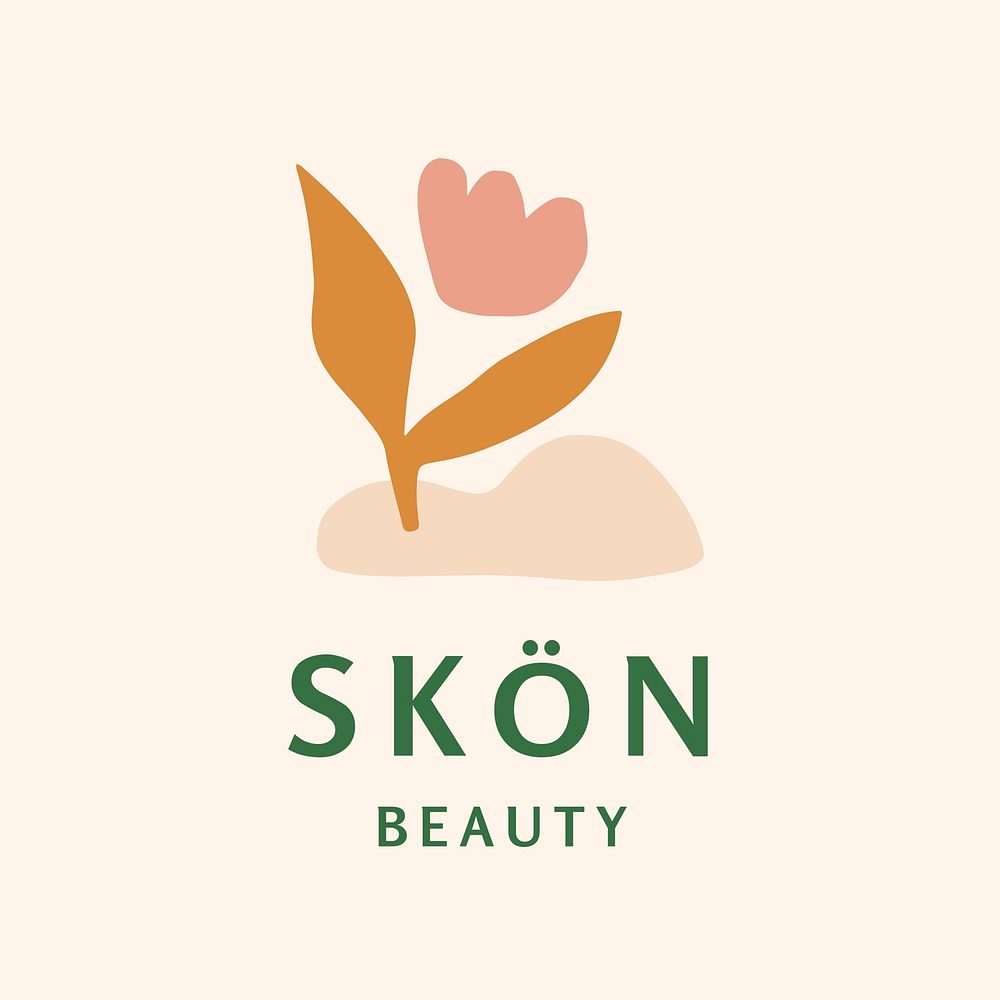 Cosmetics brand logo template, business icon design, skon beauty psd