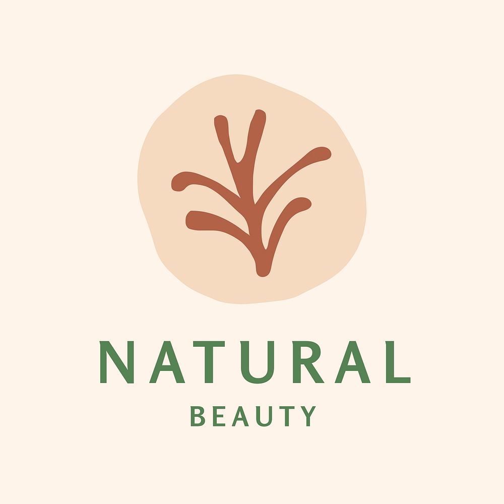 Organic product logo template, simple business branding, natural beauty psd