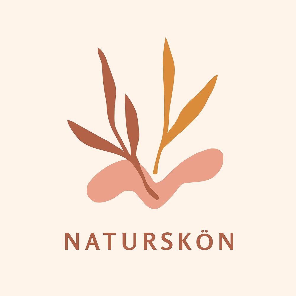 Cosmetics brand logo template, business icon design, naturskon psd