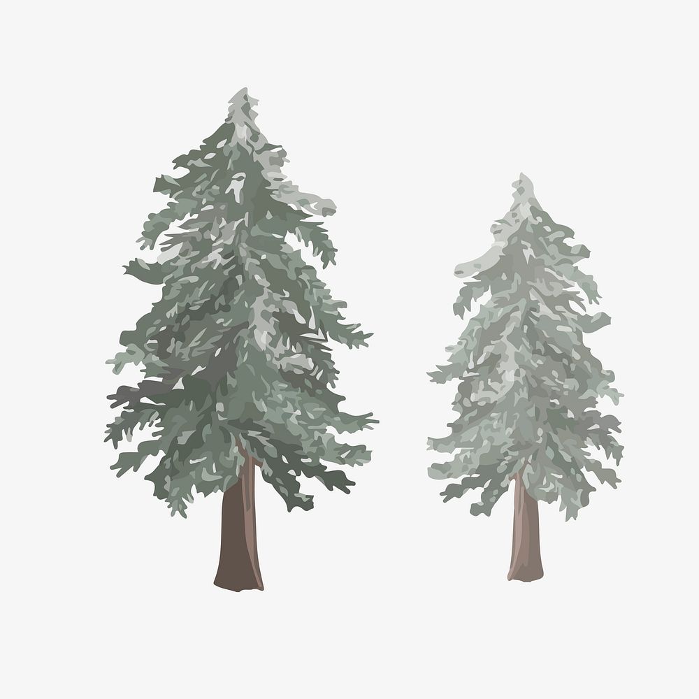 Pine trees sticker, collage element vector