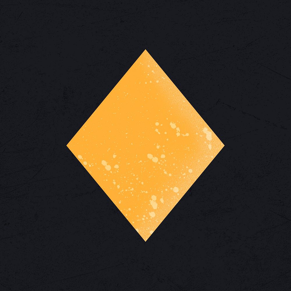 Yellow diamond shape, splatter texture, black background image