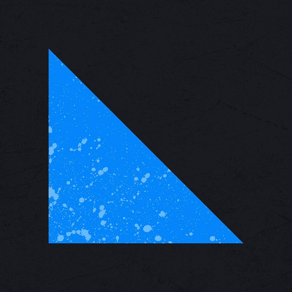 Blue triangle, splatter texture, black background image